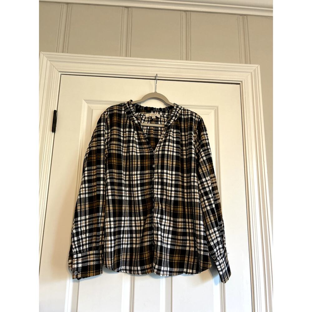 Loft Plaid Blouse, size XL